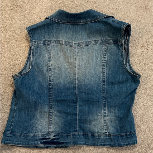 INC International Concepts bedazzled trendy Blue Denim Vest- size XL - Picture 8 of 8